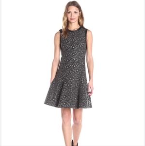 Rebecca Taylor Couquette Bonded Lace Dress Lamb Leather Trim Size 6